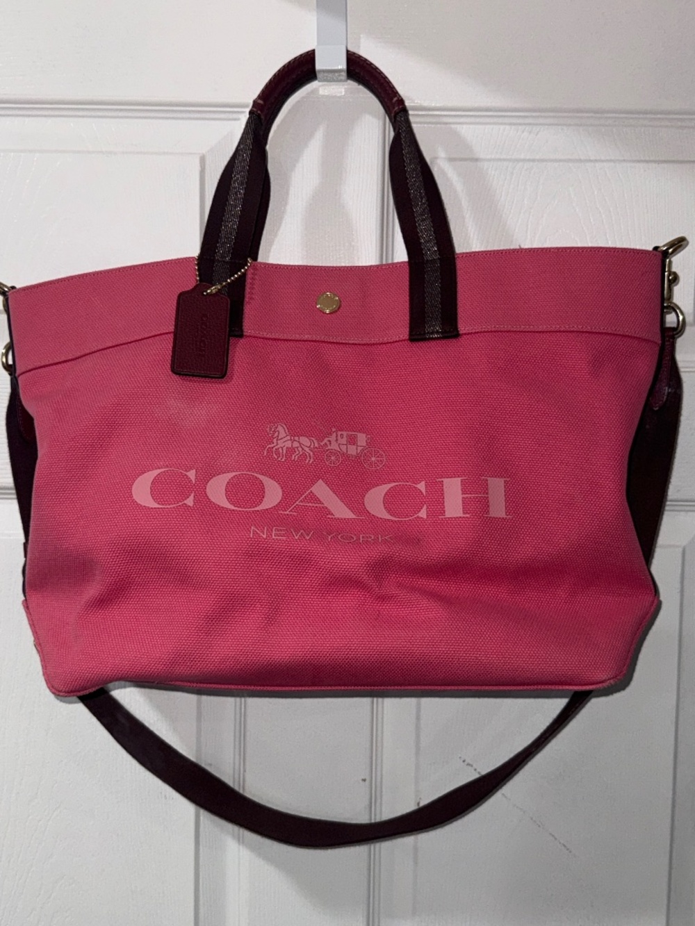 Coach Extra Large PINK Canvas Tote (Style F73195)